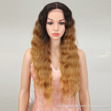 Magic Hair 28  Inch Wigs For Black Women Synthetic Lace Front Wig Long Wavy Hair Blonde Ombre Hair Synthetic Heat Resistant Hai